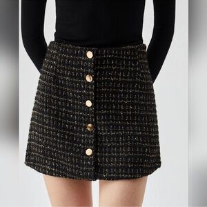 Commense Black and Gold Mini Skirt